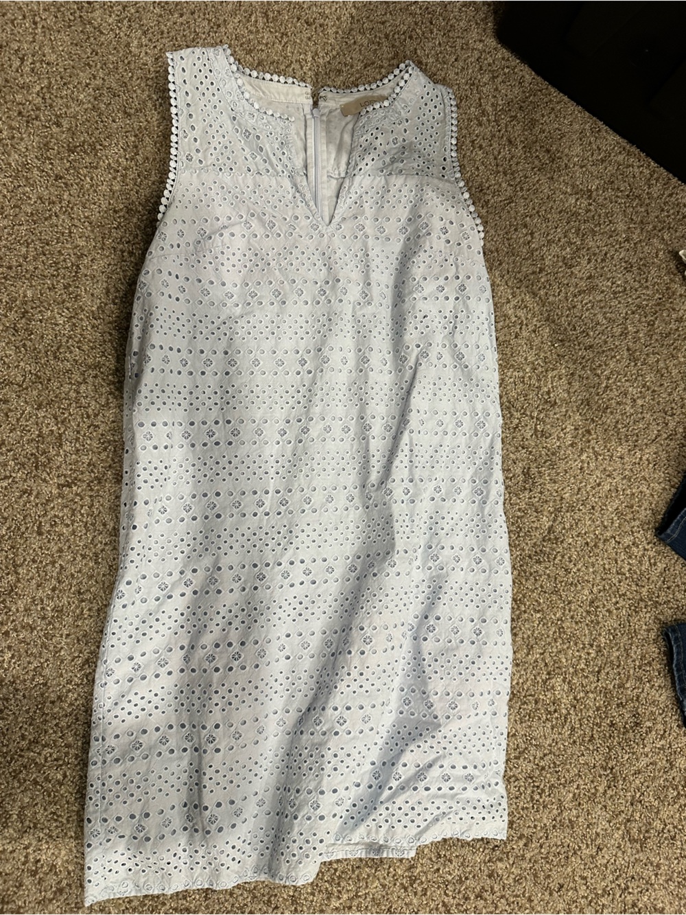 LOFT White Eyelet Lace-Trim Skirt